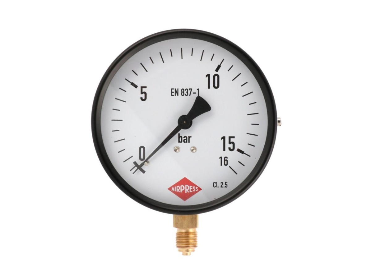 Manometer Airpress 100 mm profesionálny pre tlakovú nádobu