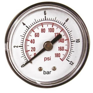 Manometer 1/4 ″ priemer 50 mm 0-12 Bar