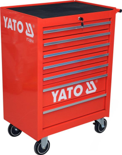 YATO Skrinka dielenská pojazdná 7 zásuviek červená