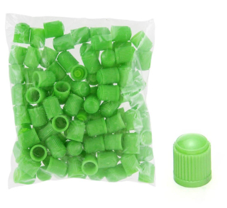 Plastové čiapočky zelené na ventily 100 ks 